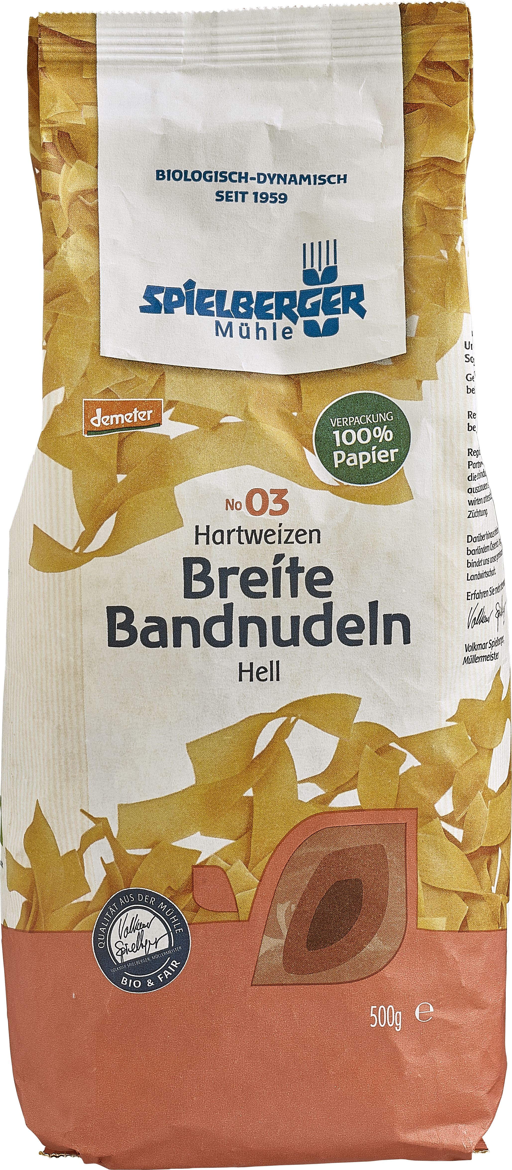 SPIELBERGER MÜHLE Breite Bandnudeln hell - 500 g 