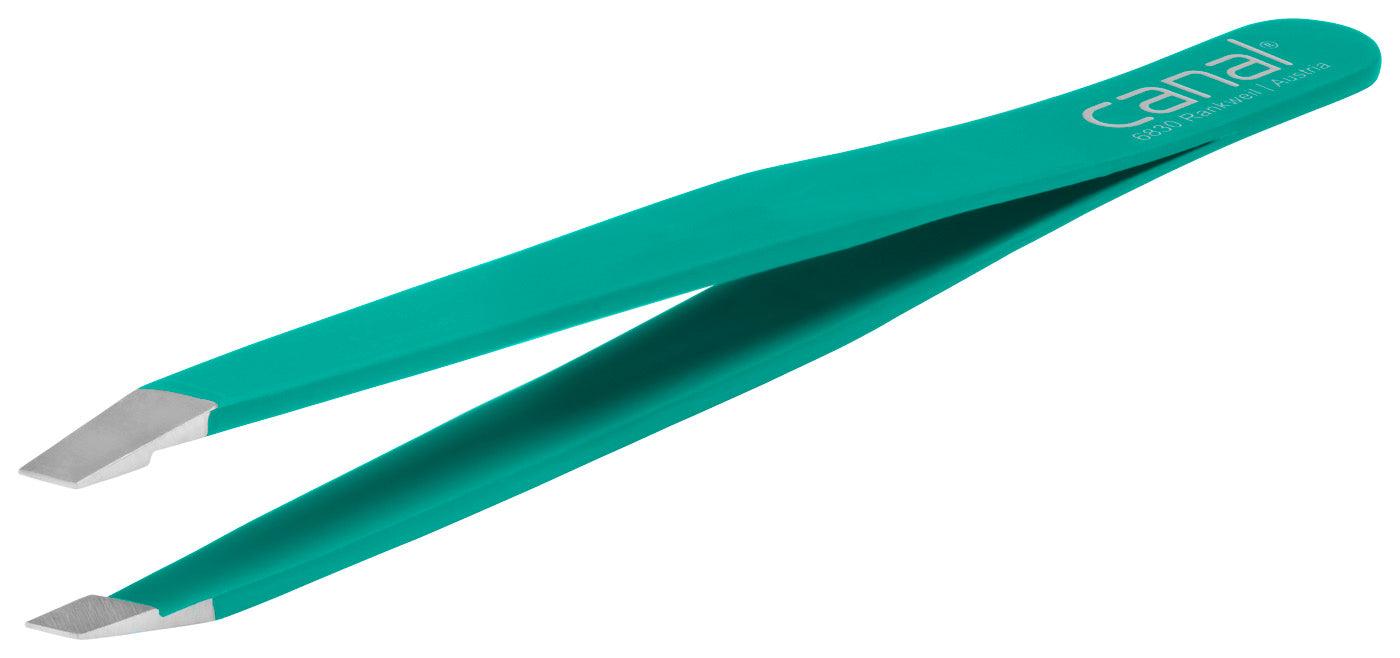 CANAL Haarpinzette schräg rostfrei dunkelgrün – 90 mm
