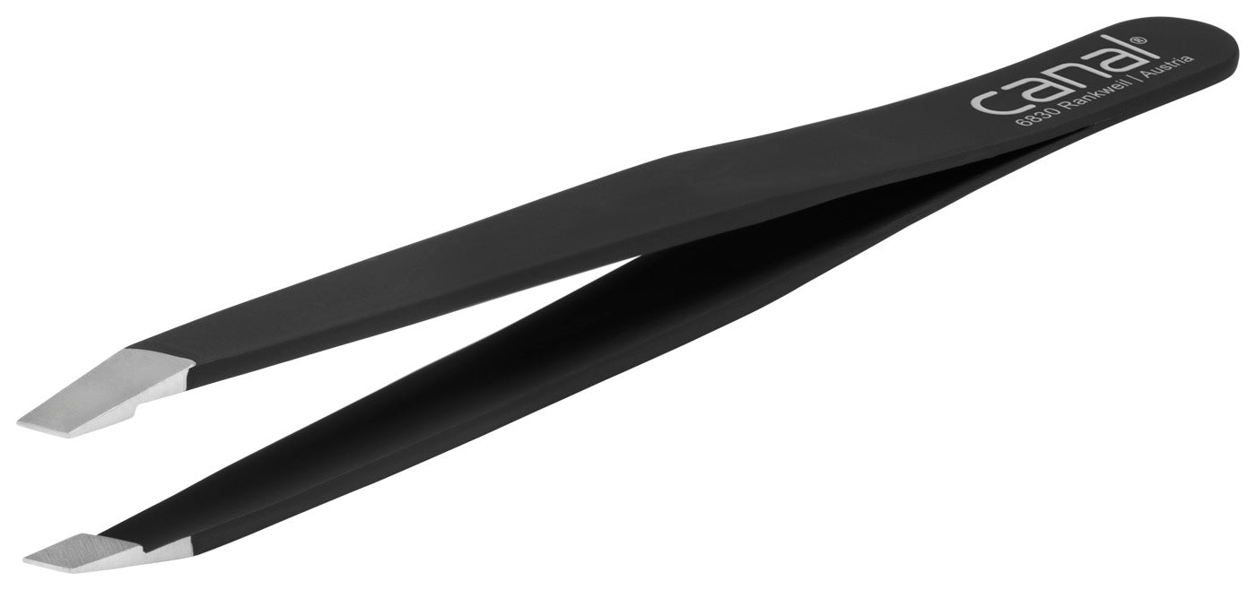 CANAL Haarpinzette schräg rostfrei schwarz  – 90 mm