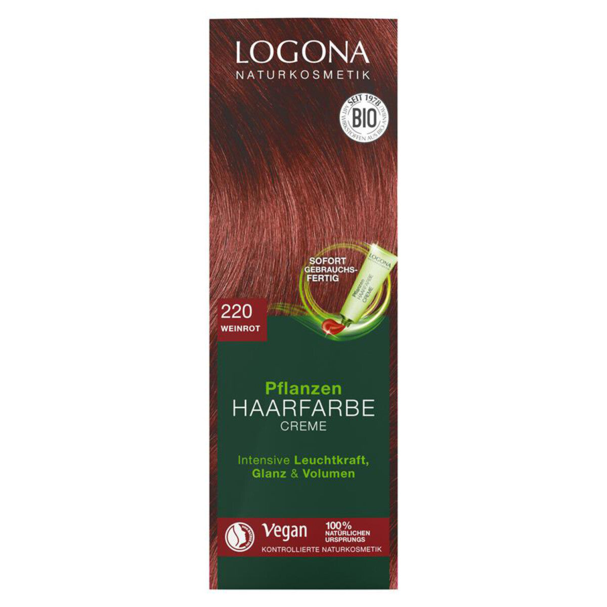 LOGONA Pflanzenhaarfarbe Creme 220 weinrot - 150 ml