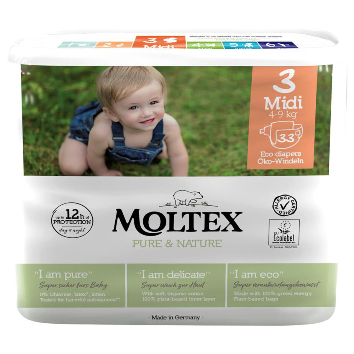 MOLTEX NATURE 3 Midi Windeln 4-9 kg - 33 Stk.