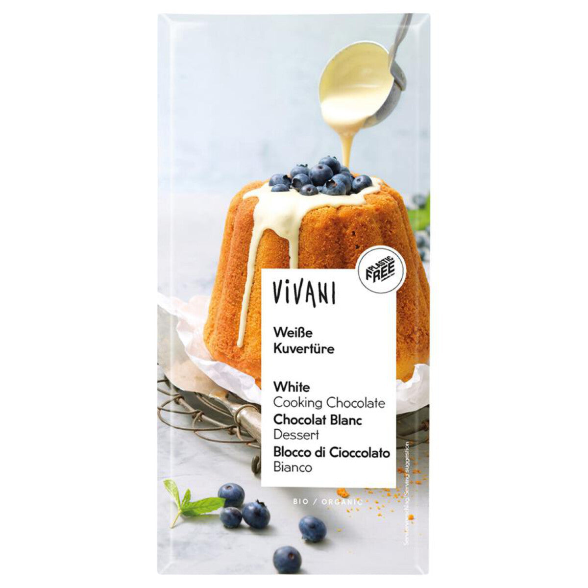 VIVANI Weiße Kuvertüre-Tafel - 150 g