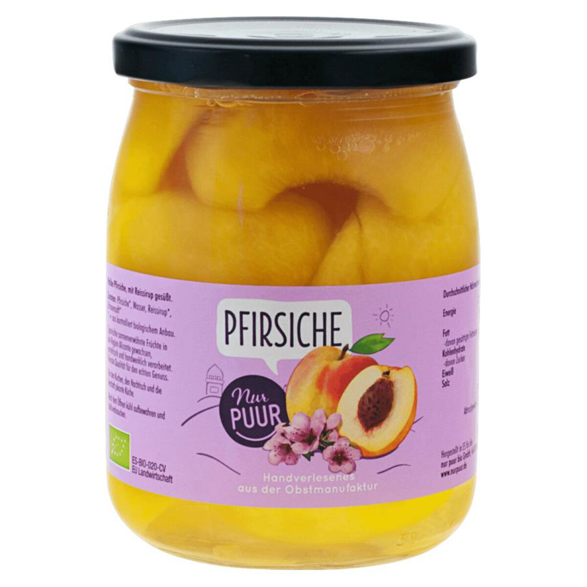 NUR PUUR Pfirsiche, halbe Frucht - 550 g